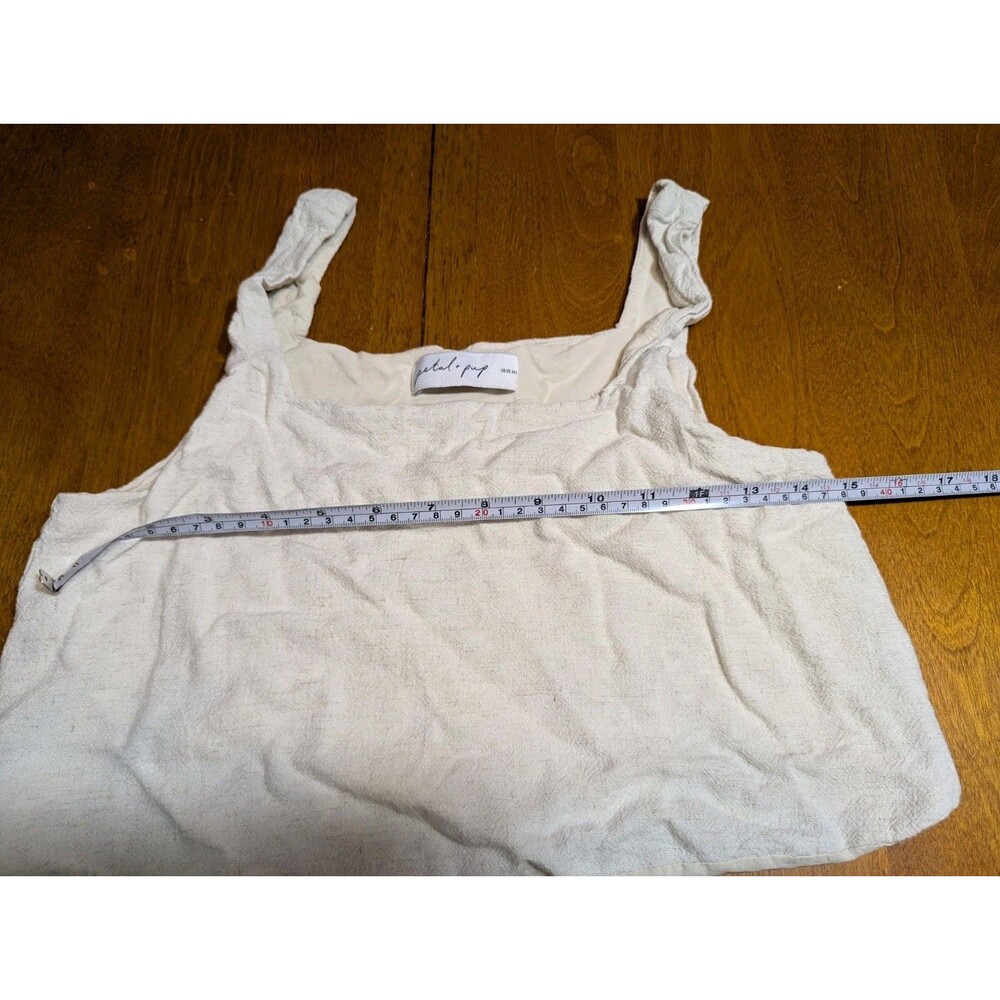 Petal + Pup Crop Tank Top Size XS Cream Textured Square Neck Linen Blend Lined - Picture 7 of 8